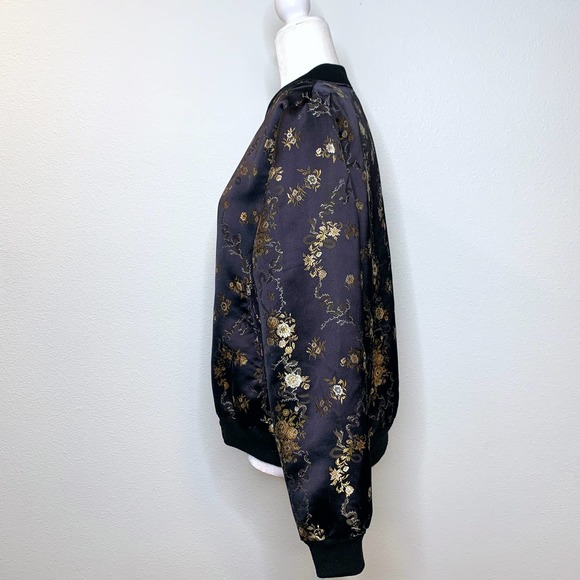 Missguided Satin Floral Embroidered Bomber Jacket - Picture 3 of 13